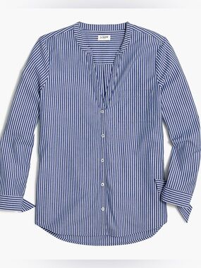 J.Crew Factory Button-up tie-sleeve top in stretch cotton poplin